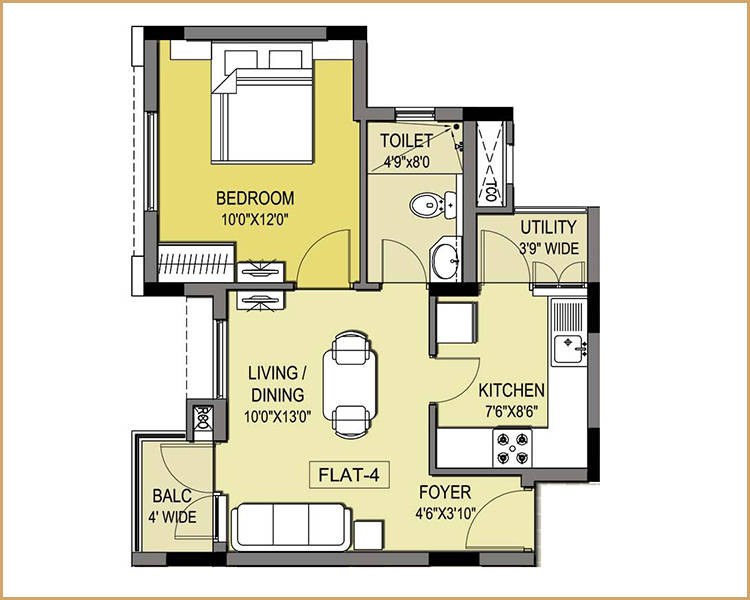 Illustrative floor plan layout, not the exact confirmed unit