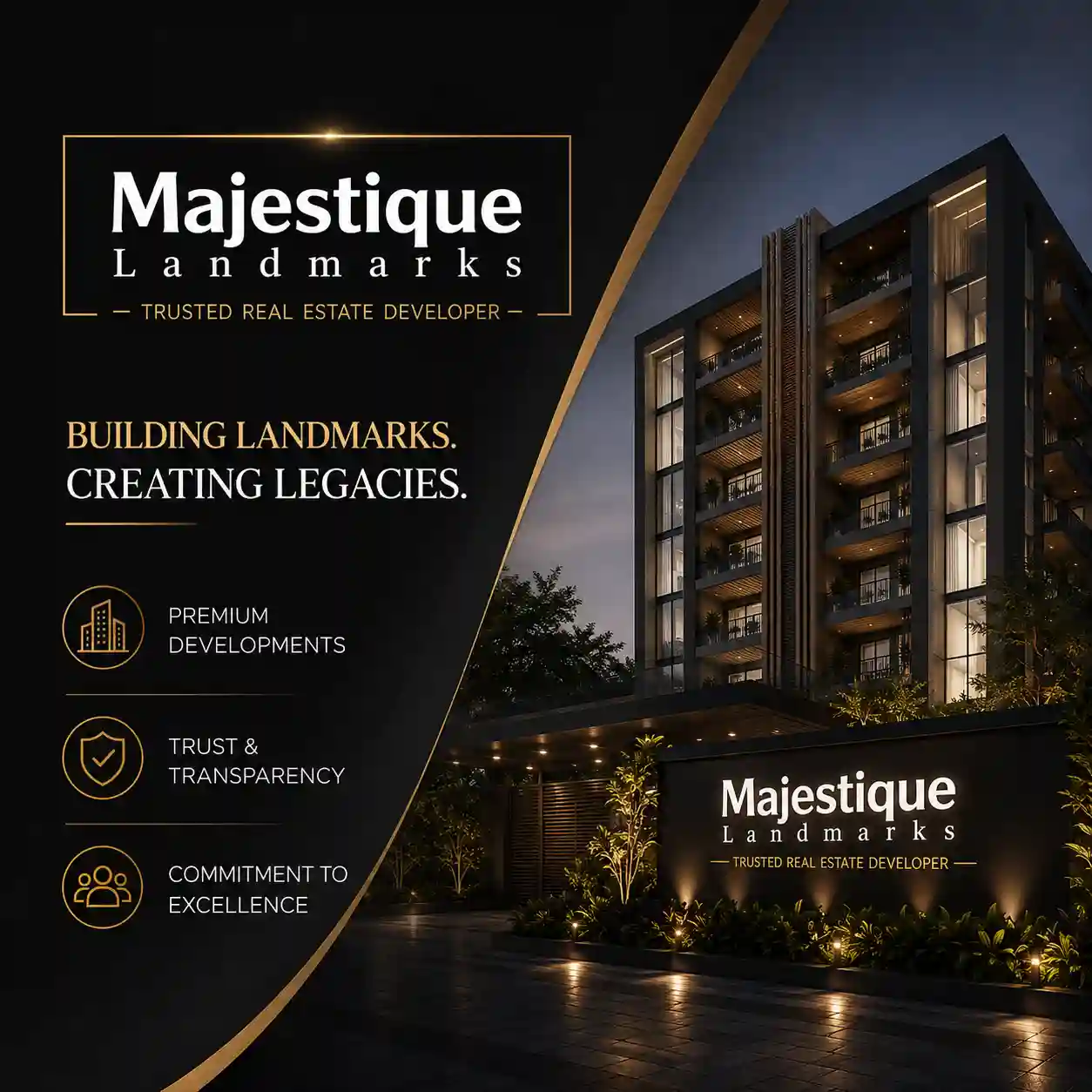 Majestique logo trusted real estate developer Pune