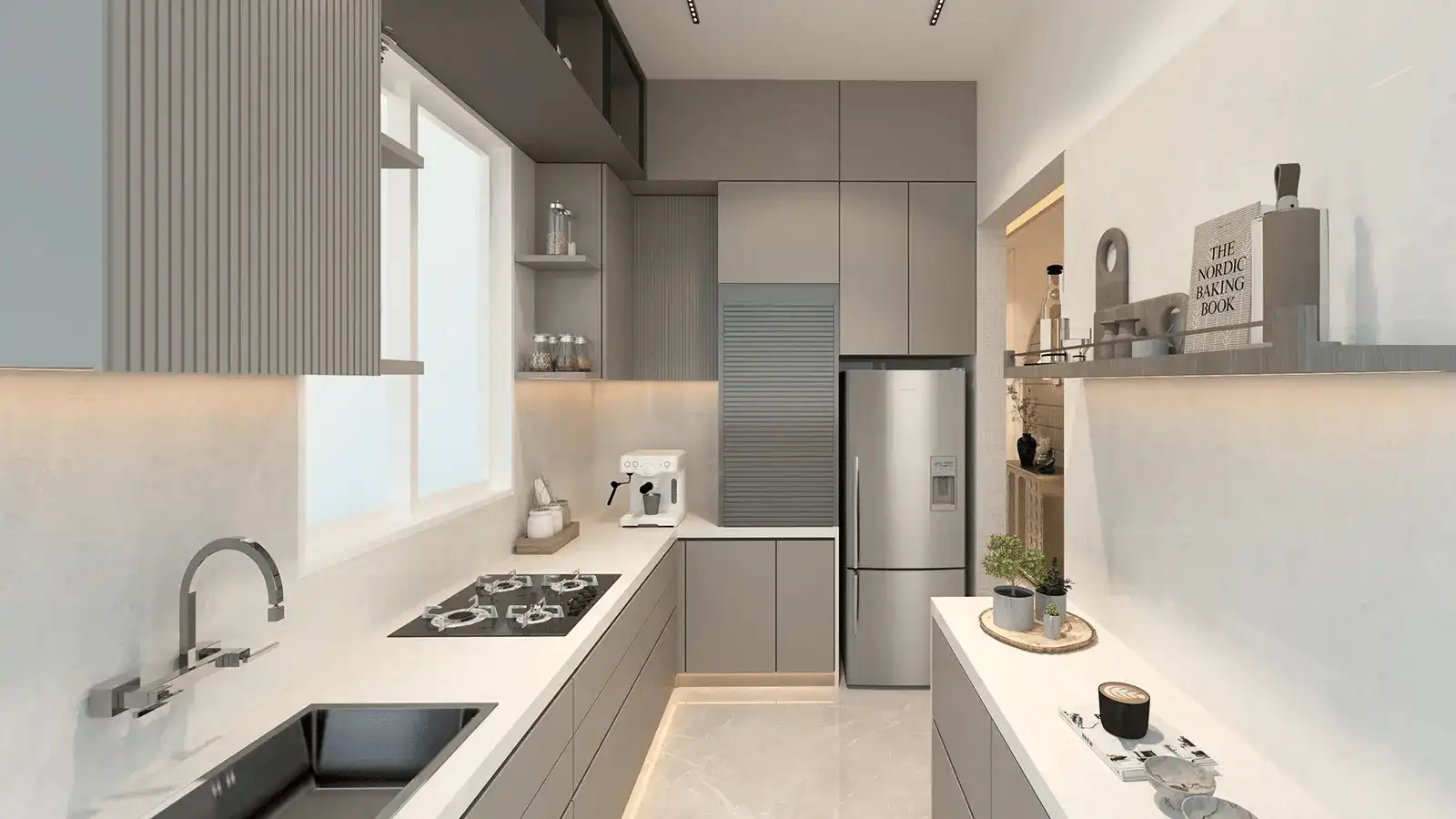 Modern modular kitchen design at Pride Purple Park Eden