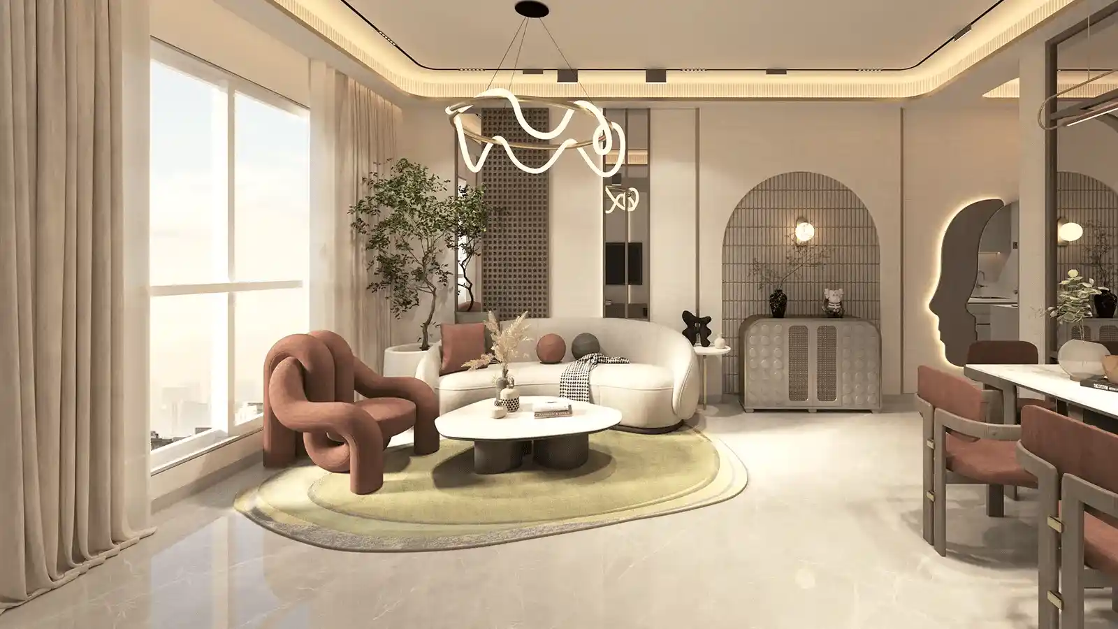 Spacious living room design inside a premium apartment at SK Fortune Neptune